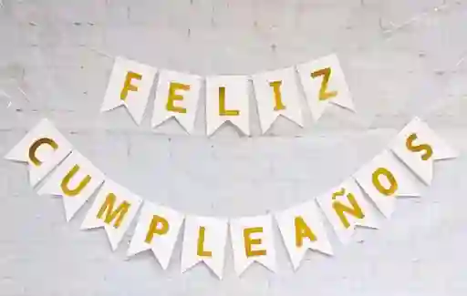 Feston Feliz Cumpleaños Color Blanco