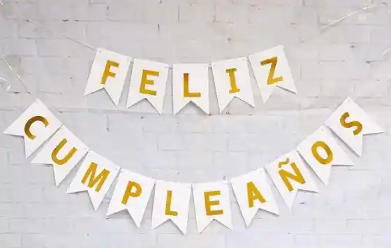 Feston Feliz Cumpleaños Color Blanco