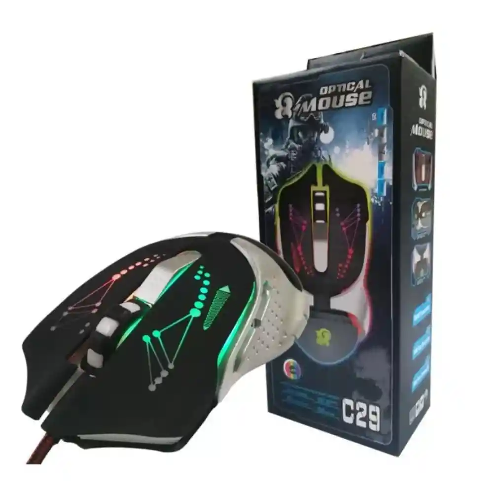 Mouse Gamer Optico Rgb C29 | 5 Botones | Cable Mallado