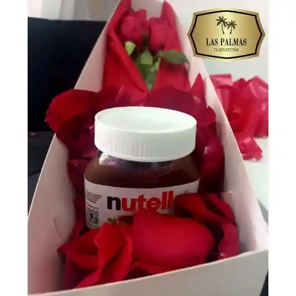 Caja De Rosas Con Nutella Y Globo