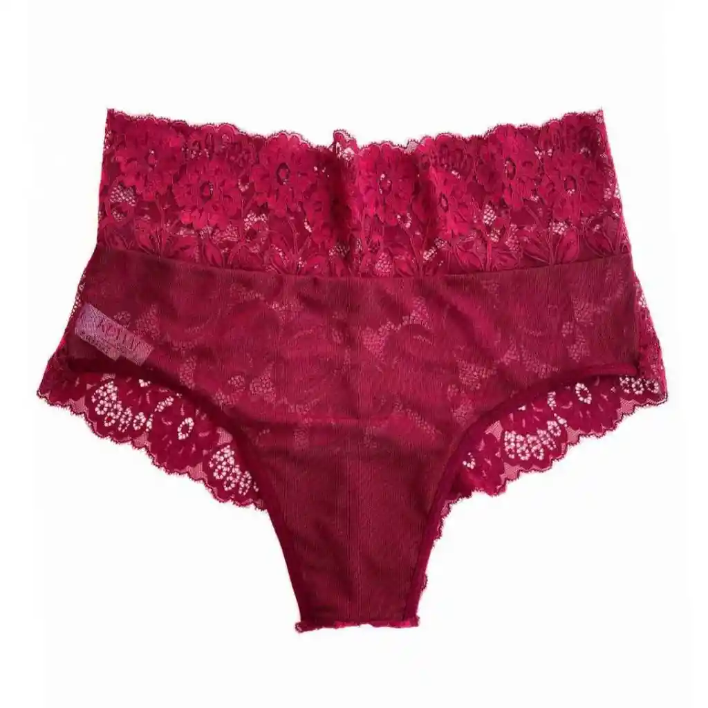 Talla Xl Panty De Encaje Tiro Alto Luna Vinotinto