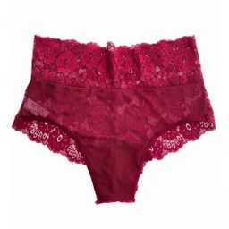 Talla L Panty De Encaje Tiro Alto Luna Vinotinto