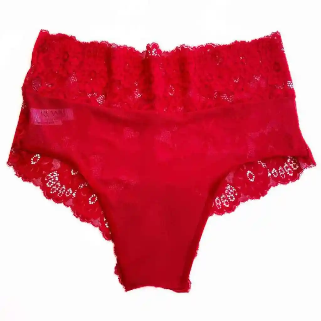 Talla Xl Panty De Encaje Tiro Alto Luna Roja