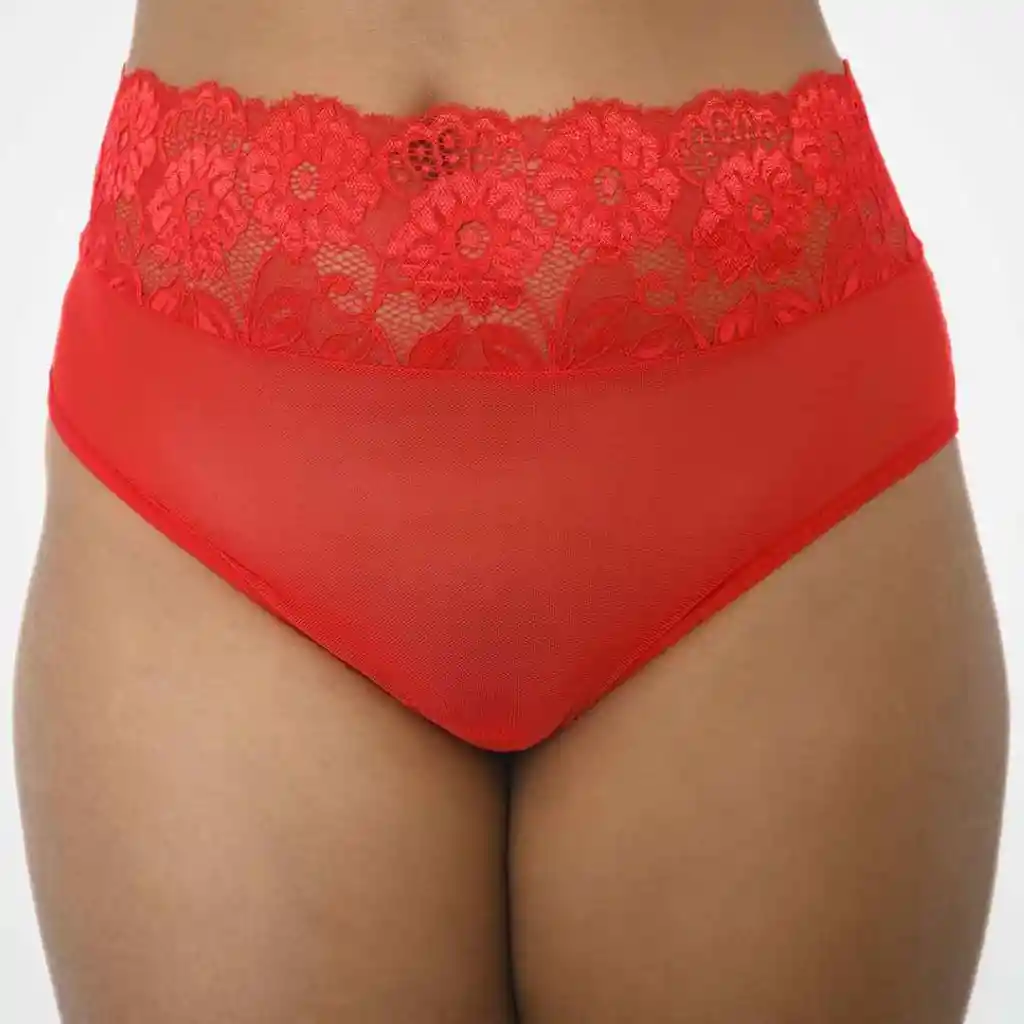 Talla Xl Panty De Encaje Tiro Alto Luna Roja