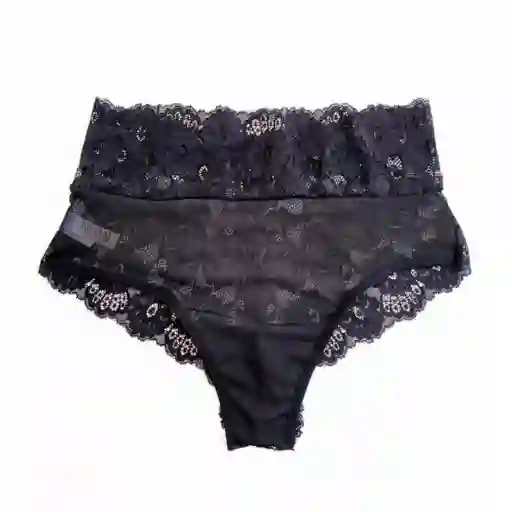 Talla Xl Panty De Encaje Tiro Alto Luna Negra