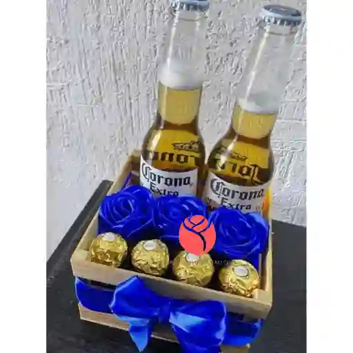 Caja De Rosas Azules Con Cerveza Y Chocolates En Cali