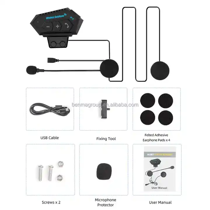 Audífonos Bluetooth Recargables P/casco Moto Estéreo Bt-12