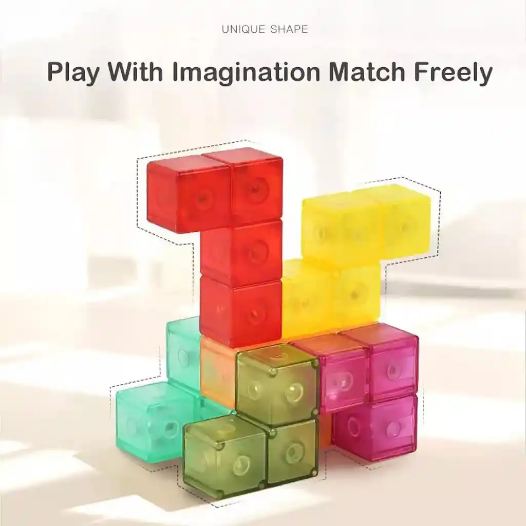 Cubo Magnético De Construcción. 108 Formas De Cubo Con 54 Tarjetas Guía De Bloques