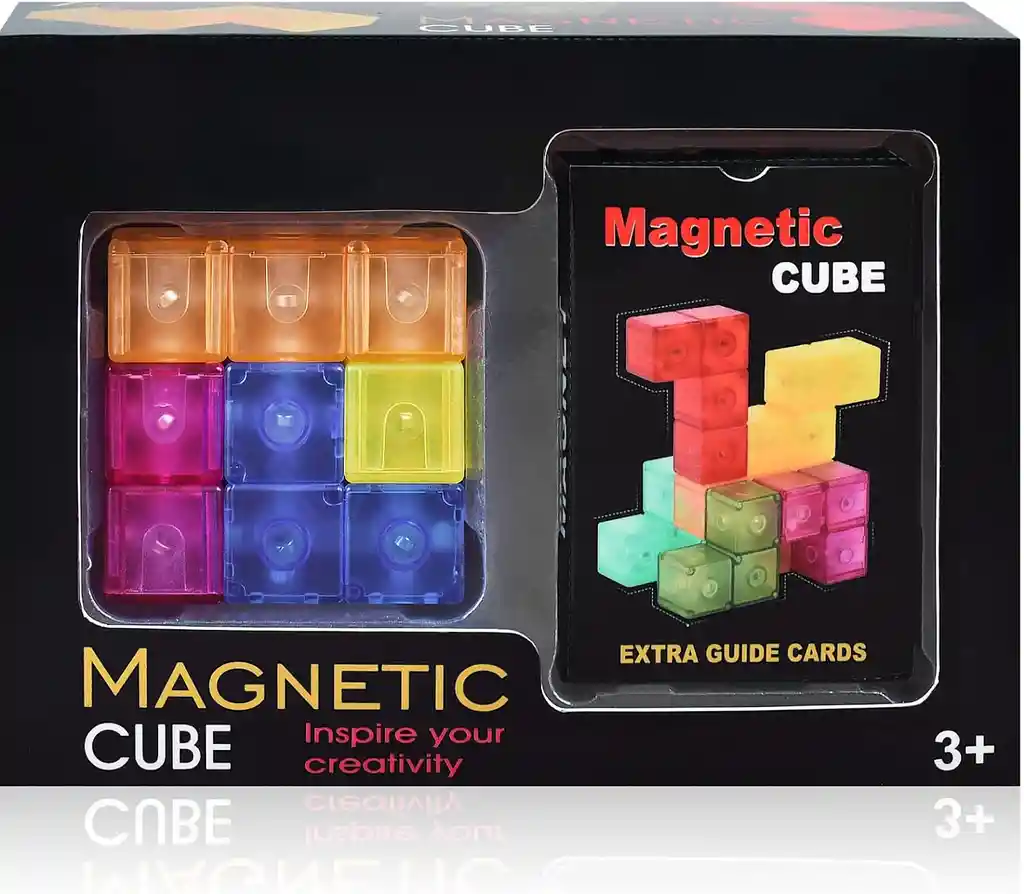 Cubo Magnético De Construcción. 108 Formas De Cubo Con 54 Tarjetas Guía De Bloques