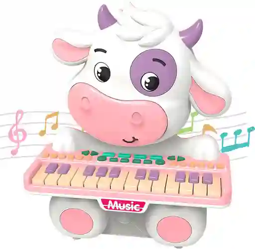 Lindo Teclado De Vaca De Dibujos Animados, Piano De Juguete , Juguetes Musicales, 24 Teclas,