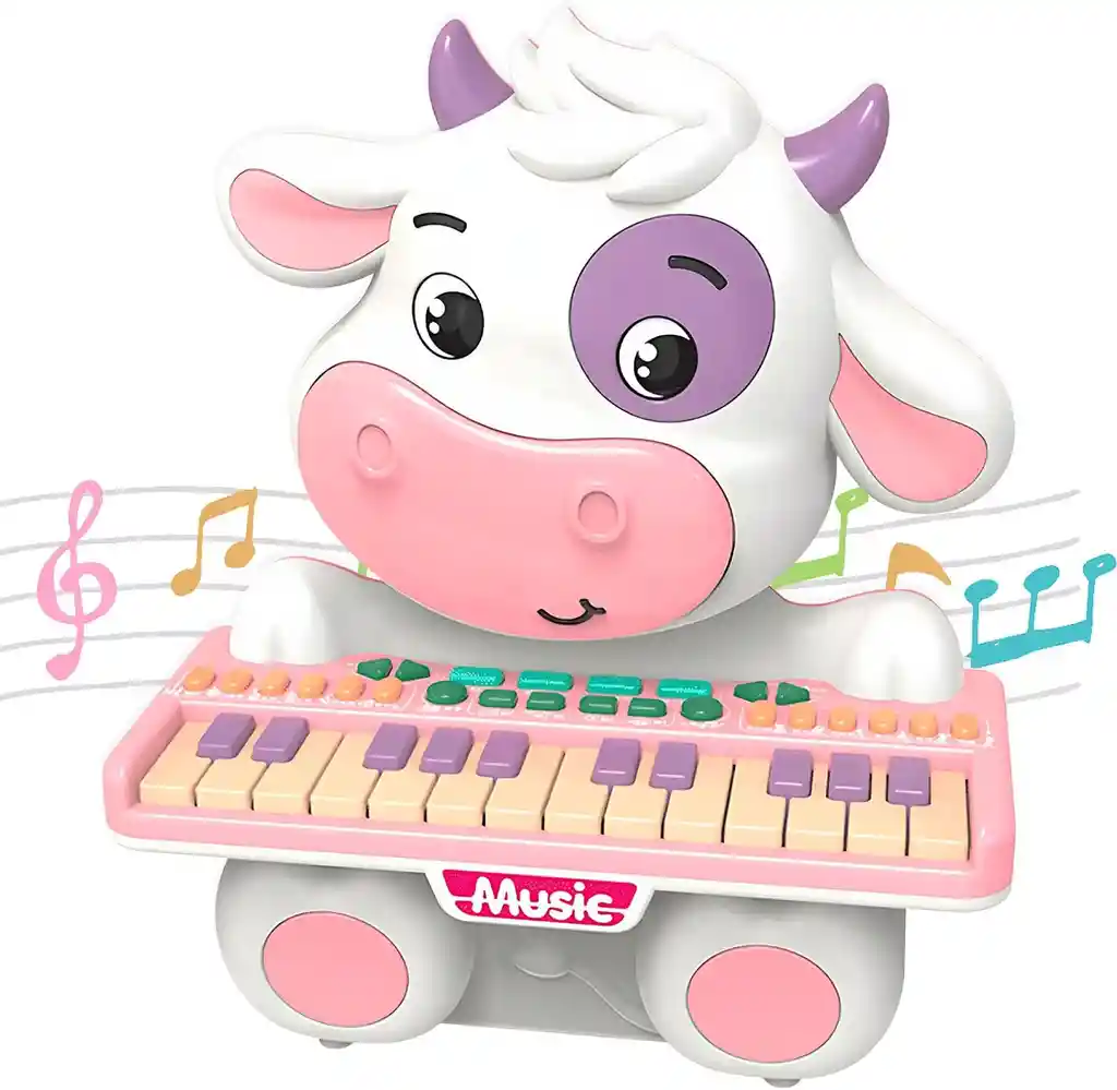 Lindo Teclado De Vaca De Dibujos Animados, Piano De Juguete , Juguetes Musicales, 24 Teclas,