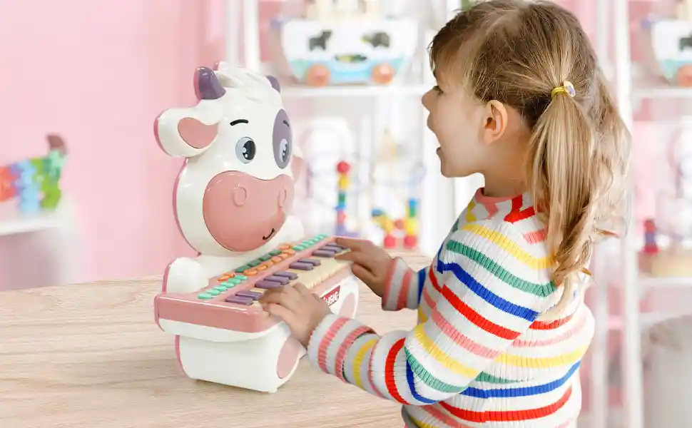 Lindo Teclado De Vaca De Dibujos Animados, Piano De Juguete , Juguetes Musicales, 24 Teclas,