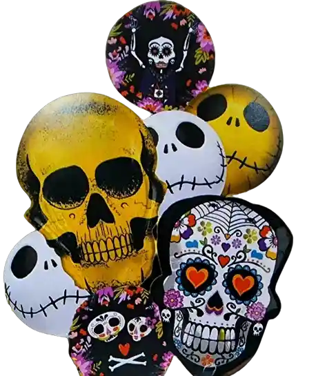 Globos Halloween Set Por 7 Diseño Catrina Calavera México