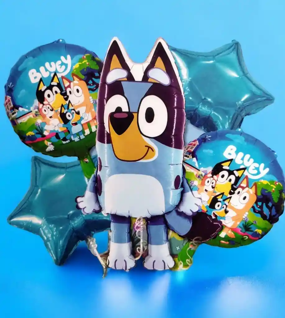 Bouquet Metalizado X 5 Globos Bluey