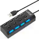 Multi Hub Usb 4 Puertos Usb 2.0 Led Con Switch Individual