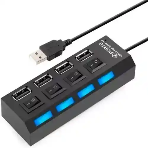 Multi Hub Usb 4 Puertos Usb 2.0 Led Con Switch Individual