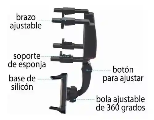 Soporte Porta Celular 360 Holder Carro Espejo Retrovisor