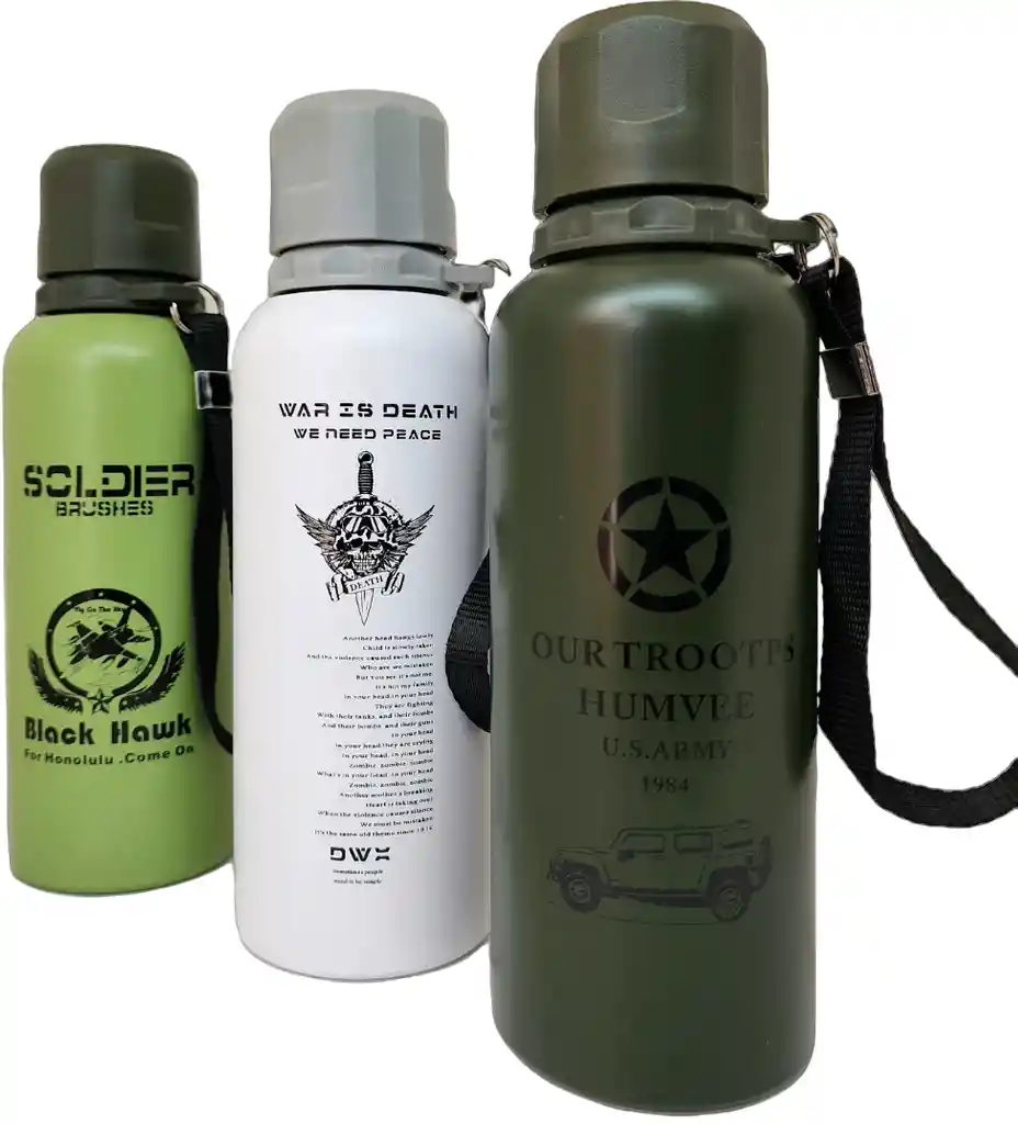 Termo Botillo Acero Diseño Militar Conserva Frio Calor 600ml