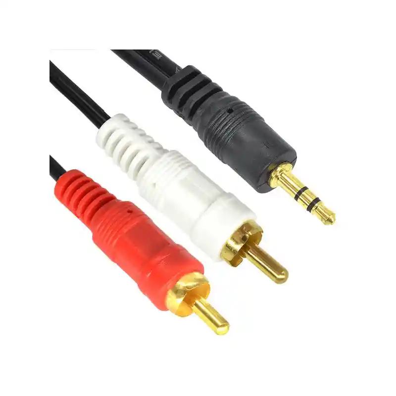 Cable 2x1 Audio - 2 Rca A Plug / Jack 3.5mm Sonido Estéreo / 1.5 Metros