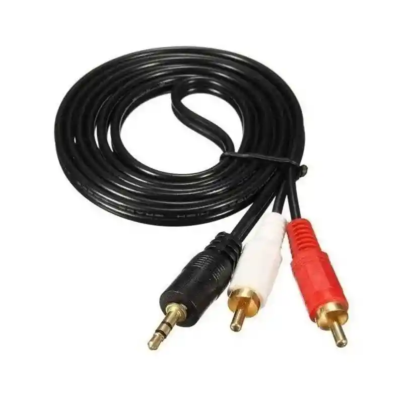 Cable 2x1 Audio - 2 Rca A Plug / Jack 3.5mm Sonido Estéreo / 1.5 Metros