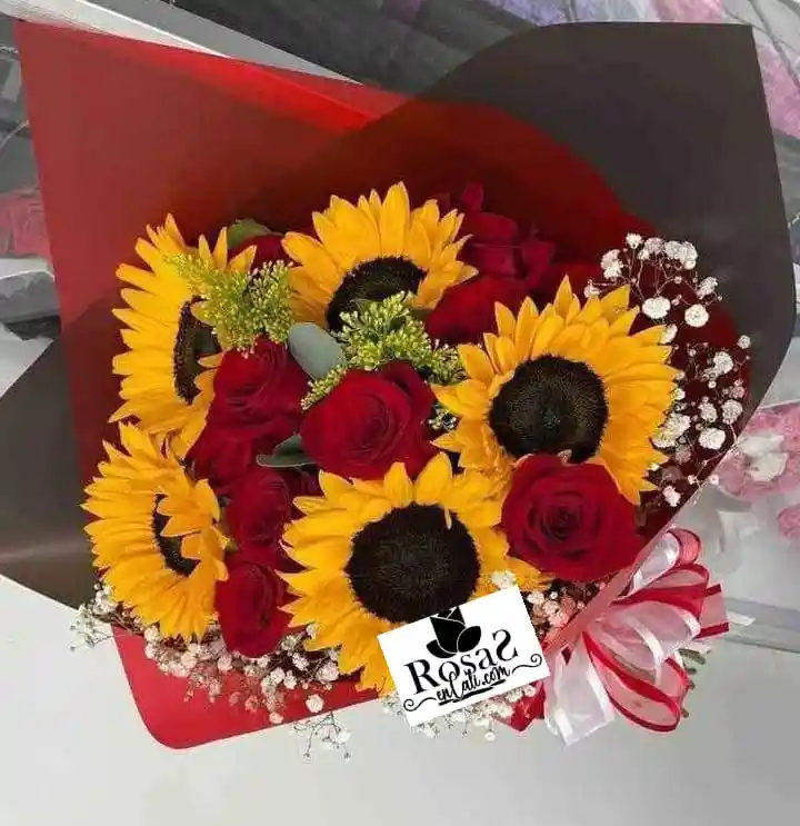 Bouquet Rosas Y Girasoles Floristeria Cali