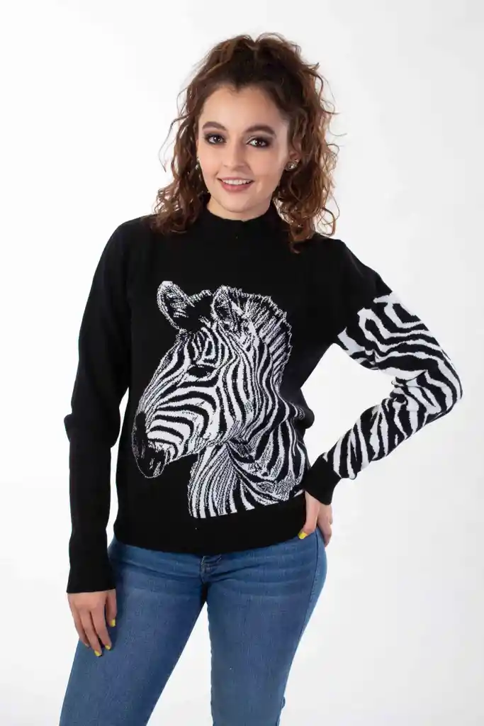 Sweater Cebra Negro Blanco