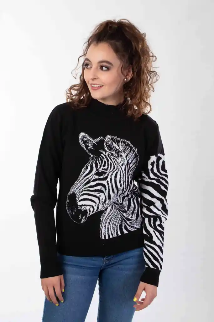 Sweater Cebra Negro Blanco