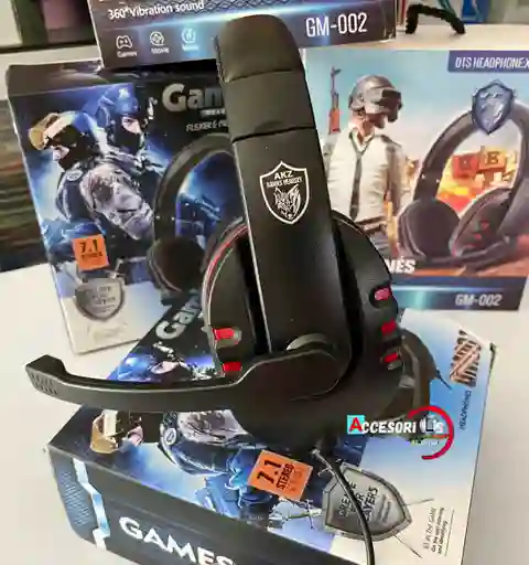 Diadema Gamer Gm-001-002 /*negro Con Rojo*