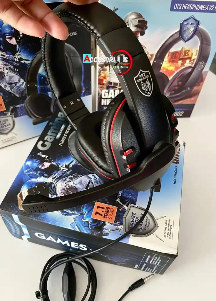 Diadema Gamer Gm-001-002 /*negro Con Rojo*