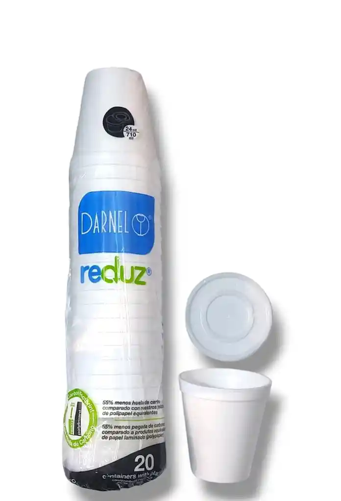 Contenedor Espumado 24 Onz Blanco Con Tapa Rigida X 20 Unds Darnel