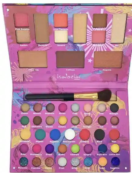 Paleta De Sombras Carnaval Con Iluminador Rubor Tonos Tierra Vivos Y Glitter