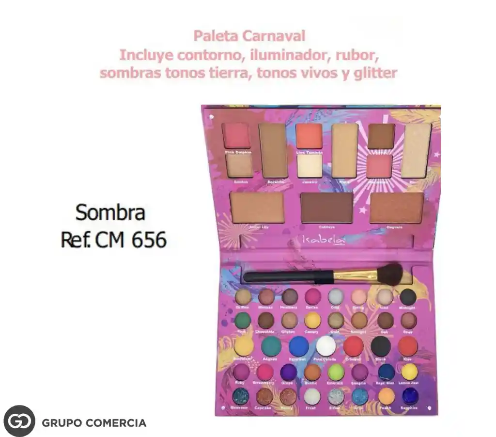 Paleta De Sombras Carnaval Con Iluminador Rubor Tonos Tierra Vivos Y Glitter