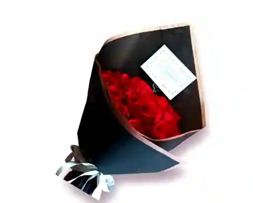 24 Rosas Rojas En Papel Coreano Negro.