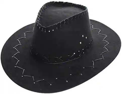 Sombrero Vaquero Tipo Gamuza Negro Hora Loca Carnaval Halloween