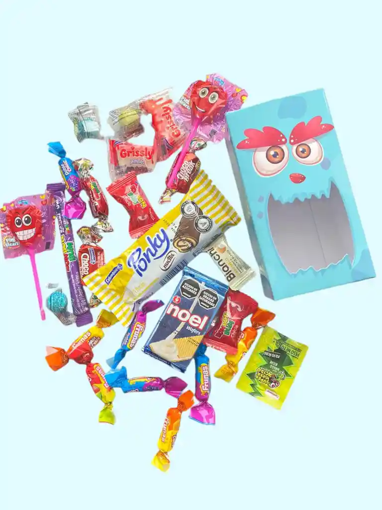 Regalo Niños Dulce - Celebracion Feliz Dia - Cajita Monster Regalo Sorpresa Con Ponky Nucita Dulces Y Mas