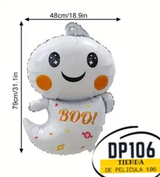 Globo Fantasma Boo Metalico Mediano Halloween