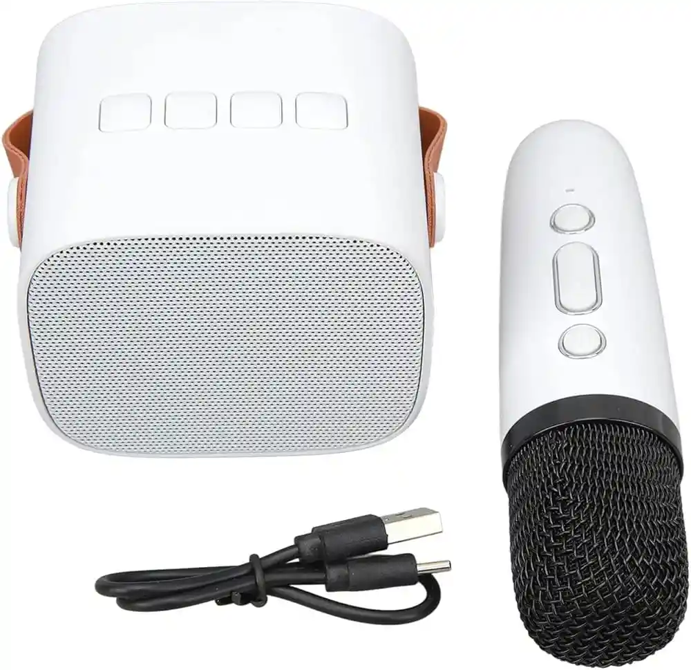 Mini Altavoz/parlante Bluetooth, Inalámbrico Karaoke Con Micrófono (blanco)