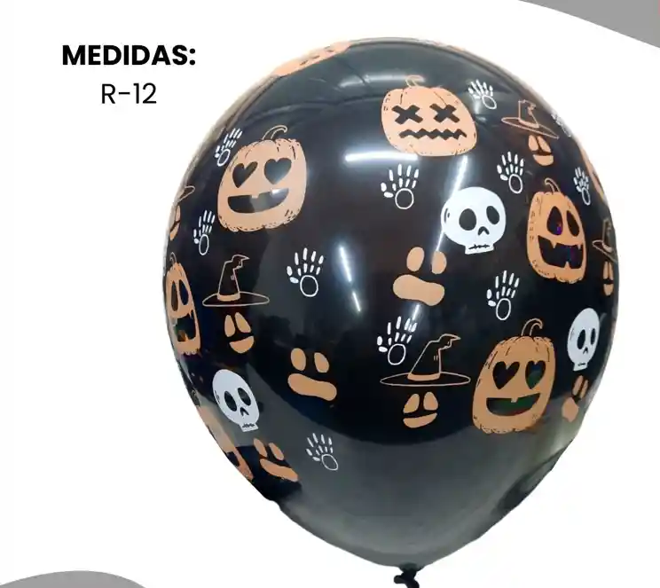 Set Globos De Halloween Calabazas Calaveras X12