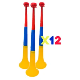 Vuvuzela Corneta Fútbol 56cm Grande X12 Plegable Tricolor Colombia