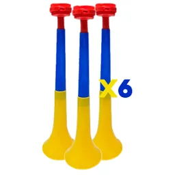 Vuvuzela Corneta Fútbol 37cm Mediana X6 Plegable Tricolor Colombia