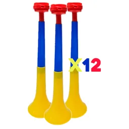 Vuvuzela Corneta Fútbol 37cm Mediana X12 Plegable Tricolor Colombia