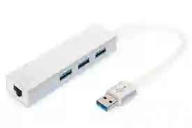 Convertidor Tipo Usb A Lan Rj45 + Hub 3 Puertos Usb