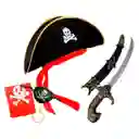 Disfraz Pirata Sombrero + Parche Arete + Espada Corta Daga