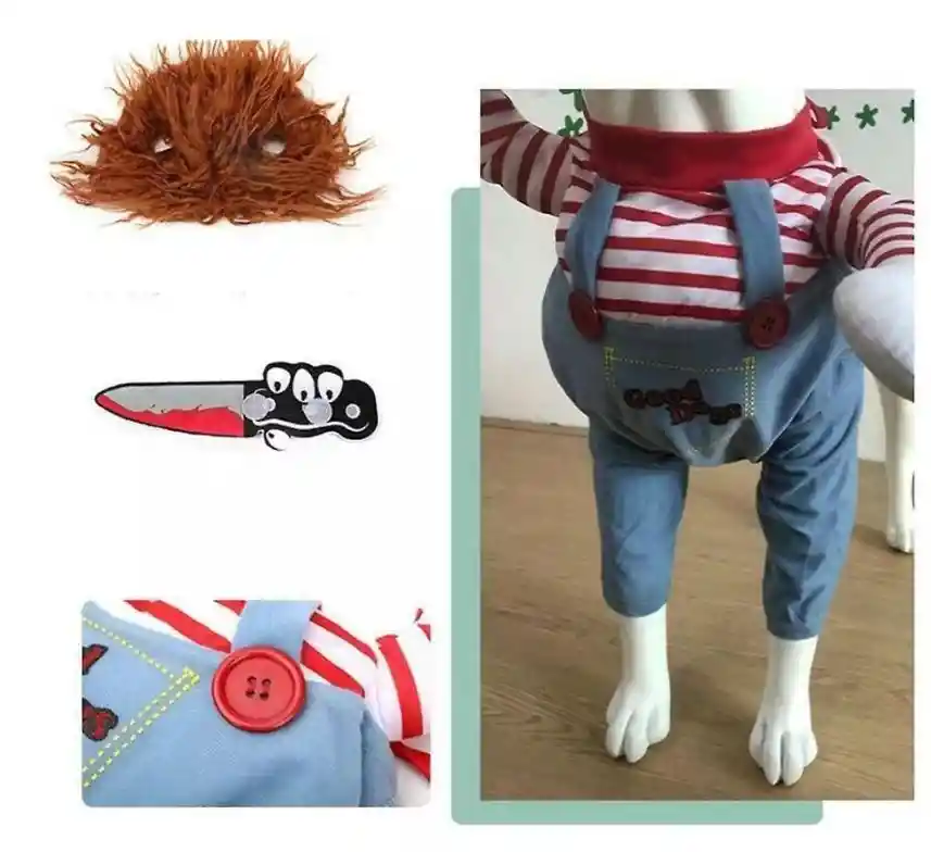 Disfraz Chucky Para Perro Halloween Razas Pequeñas Y Medianas