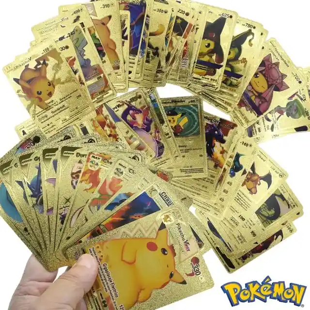 Juego Carta Tarjetas Pokémon Metal Dorado 55 Cartas