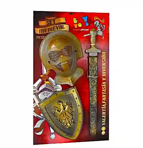 Set Medieval Disfraz Boy Toys Escudo Espada Casco Guerrero