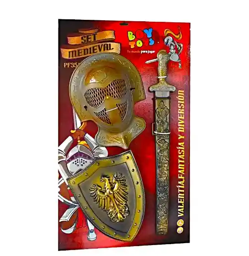 Set Medieval Disfraz Boy Toys Escudo Espada Casco Guerrero