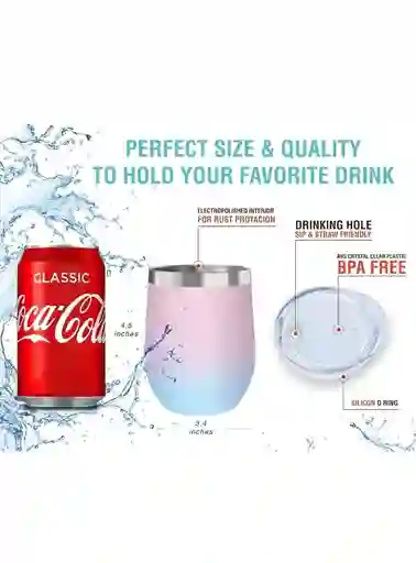 Vaso De Vino De Acero Inoxidable De 355 Ml/12 Oz X Unidad
