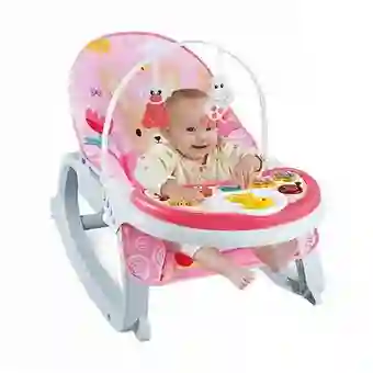 Silla Mecedora Vibradora Crece Conmigo Musical Doble Bandeja Rosa