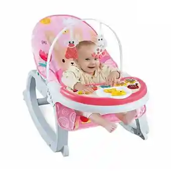 Silla Mecedora Vibradora Crece Conmigo Musical Doble Bandeja Rosa